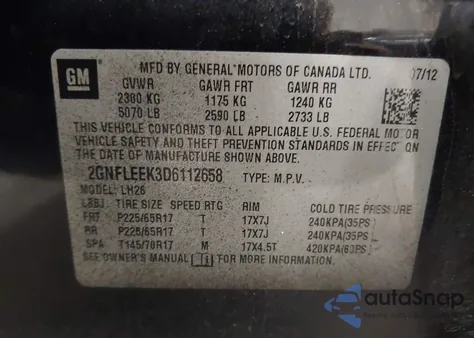 2013 Chevrolet Equinox 1Lt z USA, uszkodzony, nr VIN 2GNFLEEK3D6112658